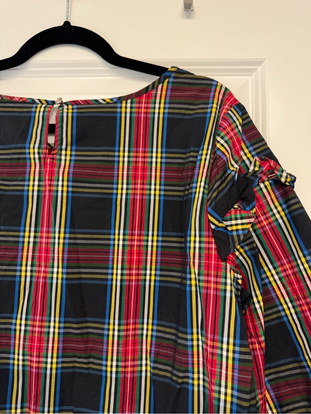 Talbots Navy Top with Multicolor Plaid Trim - XL - Picture 11 of 11